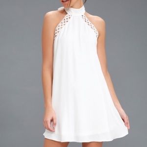 White lace halter dress